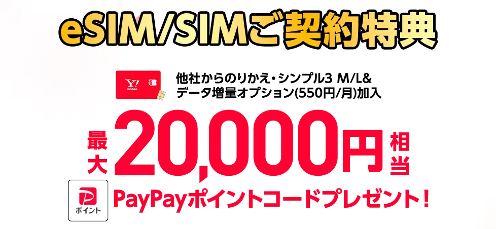 ワイモバイルSIM契約特典