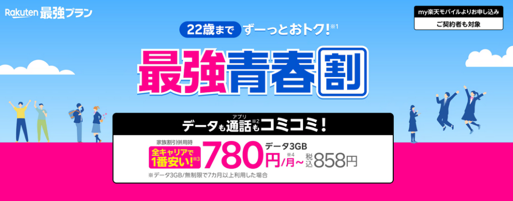 楽天モバイル：最強青春割