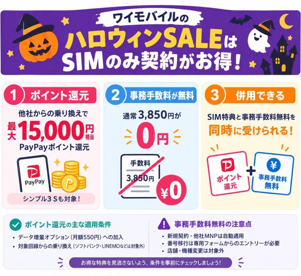 ワイモバイルのハロウィンSALEはSIMのみ契約がお得!